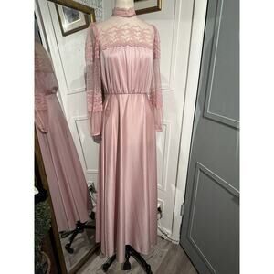 Vintage Women’s JCPenney Fashions Pink Gown Sheer Arms